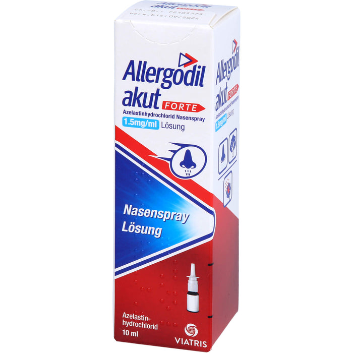 Allergodil akut forte 1,5 mg/ml Nasenspray gegen Heuschnupfen & nicht-saisonale allergische Rhinitis, 10 ml Lösung