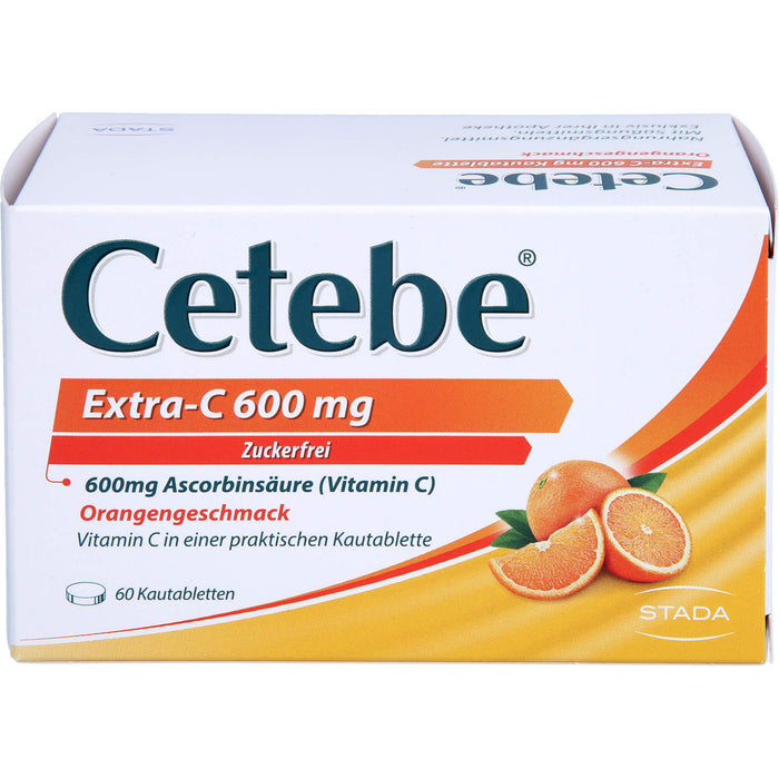 Cetebe Kautabletten Extra-C 600 mg unterstützt Ihre Immunabwehr mit Orangengeschmack, 60 pc Tablettes