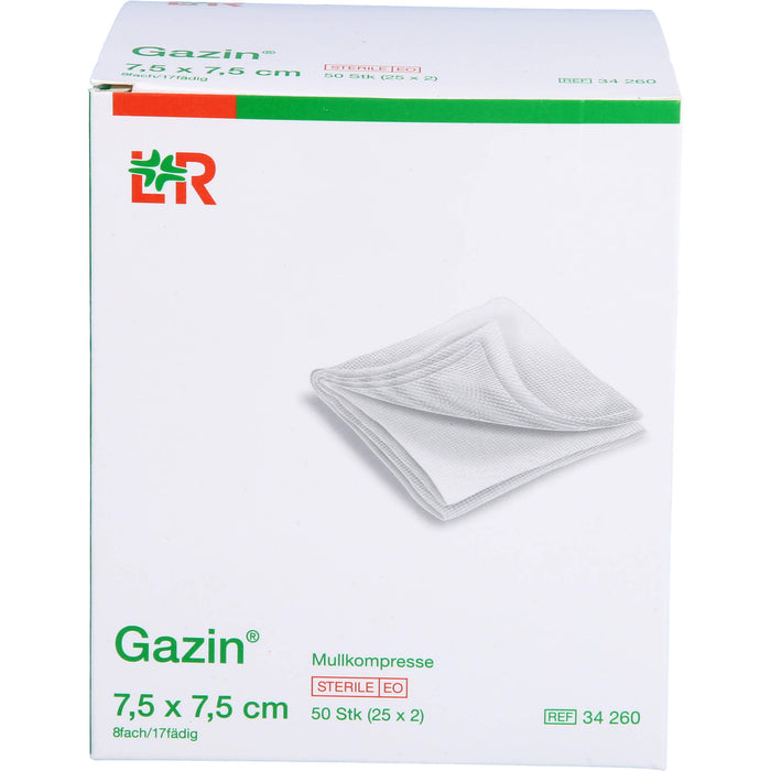 GAZIN Mullkomp. 7,5 x 7,5cm steril 8fach, 25X2 St KOM