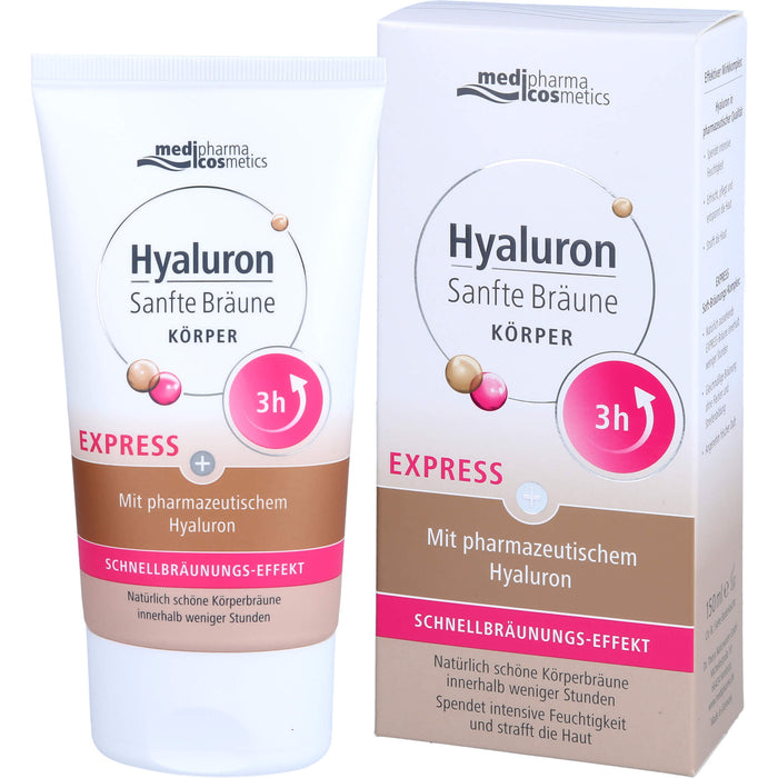 medipharma cosmetics Hyaluron Sanfte Bräune Express Körper mit Schnellbräunungs-Effekt, 150 ml Creme