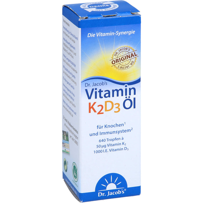 Vitamin K2D3 Öl 1000 IE+50 mcg D3+K2 Dr. Jacob's, 20 ml TEI