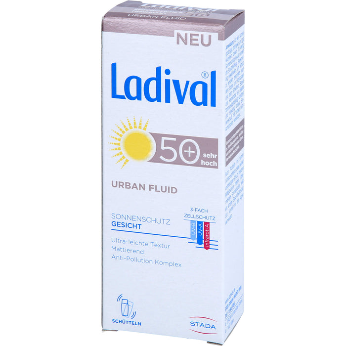 Ladival Urban Fluid LSF 50+ mattierender Gesichts-Sonnenschutz für jeden Tag mit ultra-leichter Textur und Anti-Pollution Komplex, 50 ml Cream