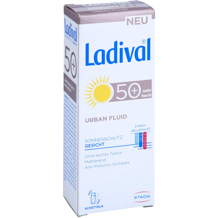 Ladival Urban Fluid LSF 50+ mattierender Gesichts-Sonnenschutz für jeden Tag mit ultra-leichter Textur und Anti-Pollution Komplex, 50 ml Creme