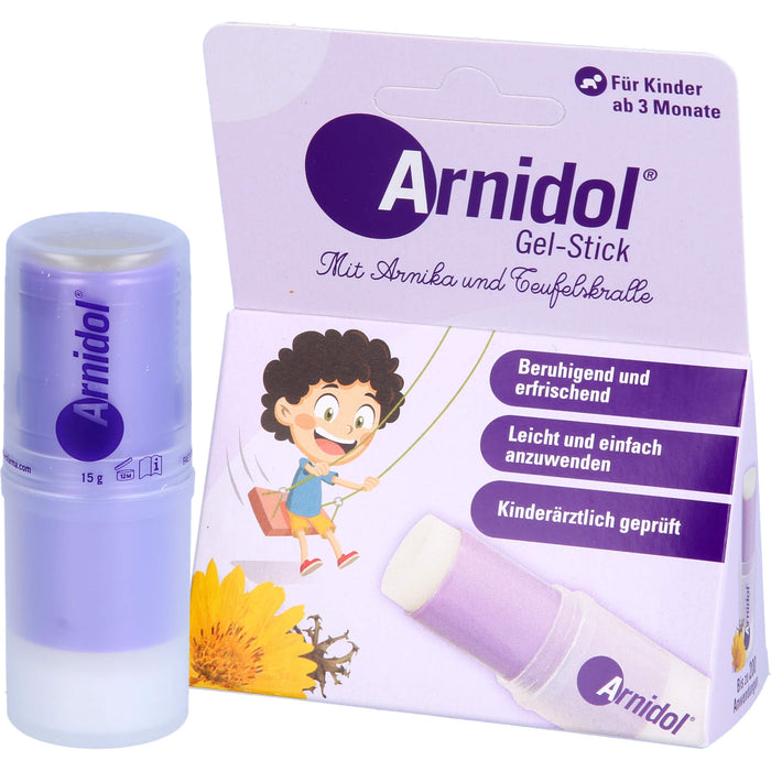 Arnidol Gel-Stick zur Schmerzlinderung von blauen Flecken, 15 g Plume