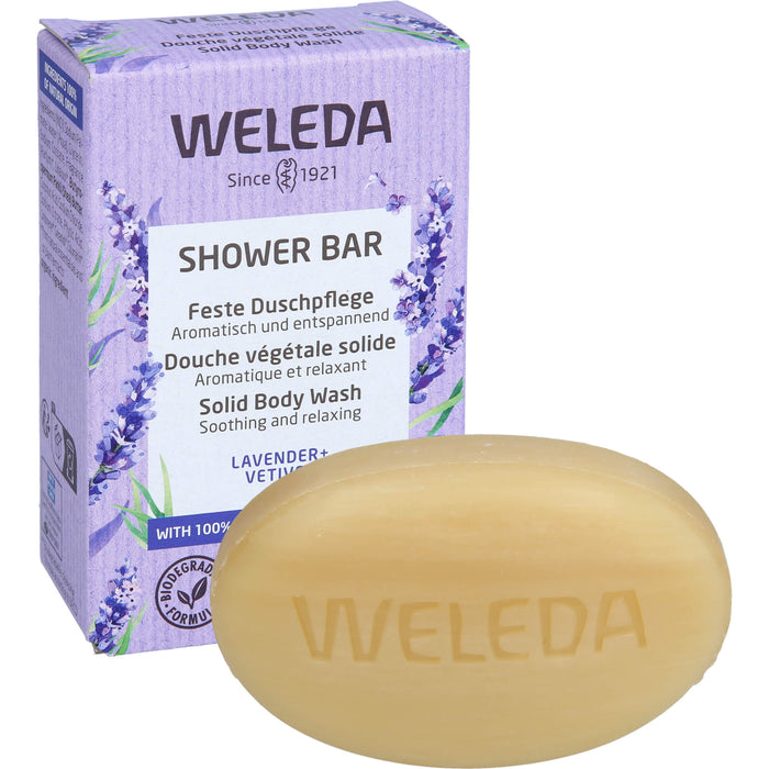 WELEDA Feste Duschpflege Lavender + Vetiver aromatisch und entspannend, 75 g Seifenstück