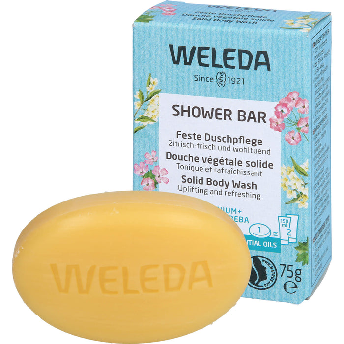 WELEDA Feste Duschpflege Geranium + Litsea Cubeba zitrisch frisch und wohltuend, 75 g bar of soap