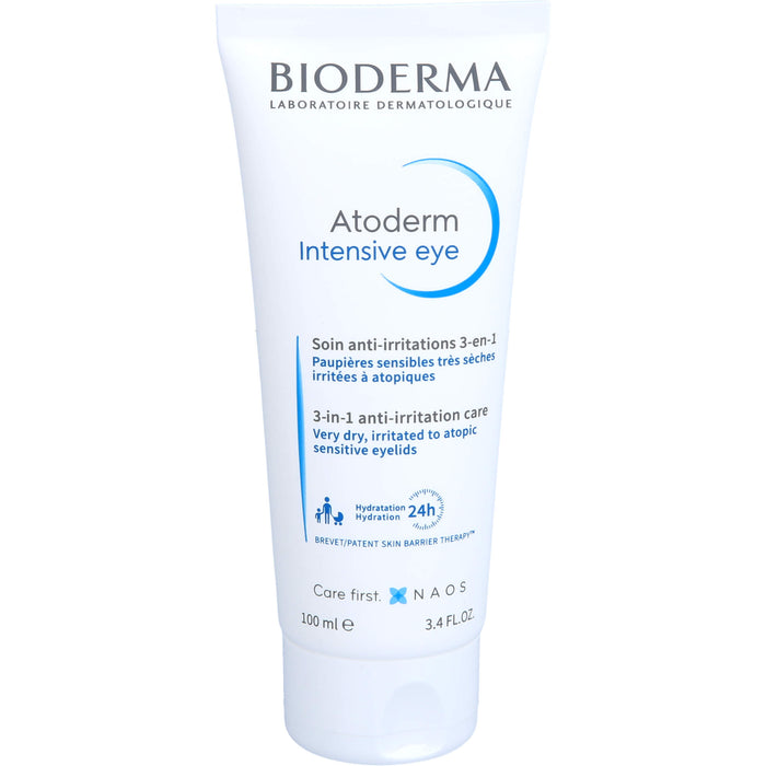 BIODERMA Atoderm Intensive eye Augencreme mit Hyaluronsäure bei trockenen, juckenden, irritierten bis zu Neurodermitis neigenden Augenlidern, 100 ml Cream