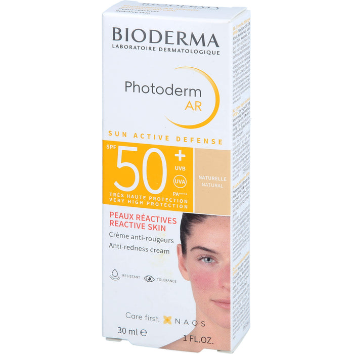 BIODERMA Photoderm AR LSF 50+ anti-Rötungen Sonnenschutz für das Gesicht bei Rosazea, bei empfindlicher, zu Rötungen neigender und reaktiver Haut, 30 ml Cream