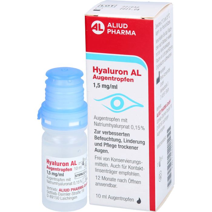 Hyaluron AL Augentropfen 1,5 mg/ml zur verbesserten Befeuchtung der Augen, 10 ml Lösung