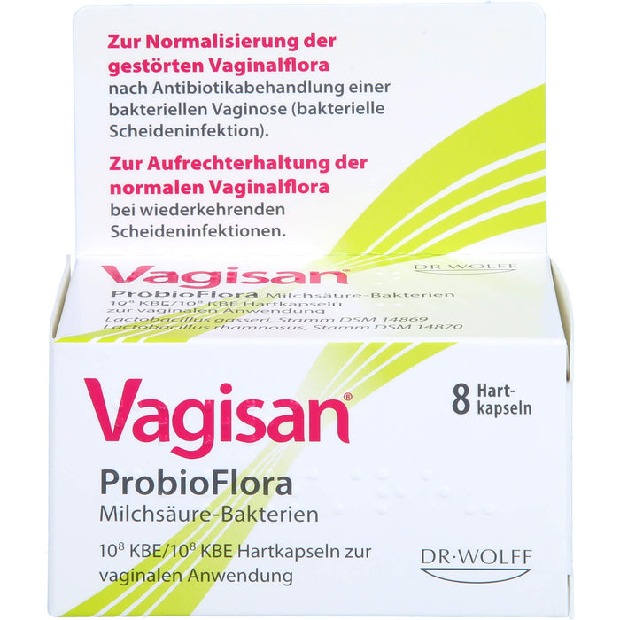 Vagisan ProbioFlora Milchsäure-Bakterien Hartkapseln ur Normalisierung der gestörten Scheidenflora nach Antibiotikabehandlung einer bakteriellen Vaginose, 8 pc Capsules