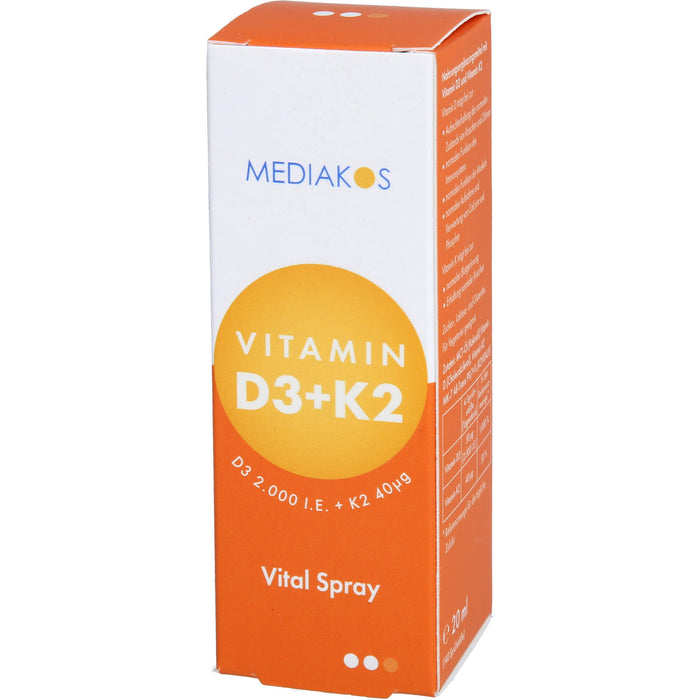 Vitamin D3 + K2 2000 IE 40 ug Mediakos Vital Spray, 20 ml SPR