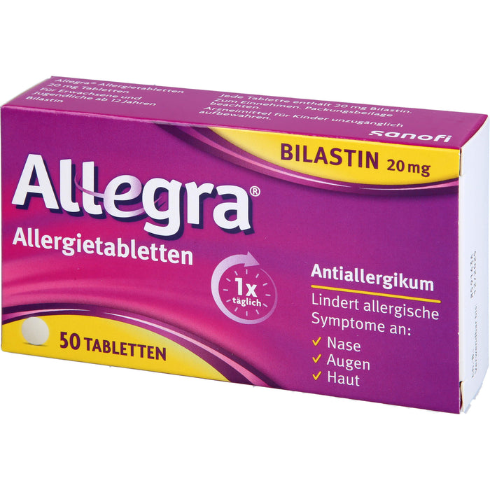 Allegra 20 mg Allergietabletten lindert allergische Symptome, 50 pc Tablettes