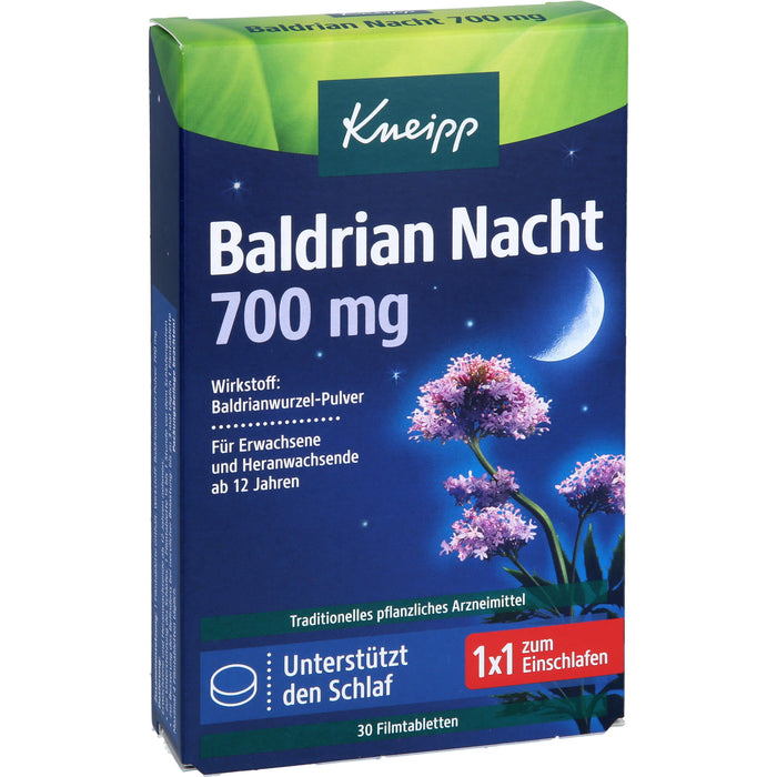 Kneipp Baldrian Nacht 700 mg Tabletten unterstützt den Schlaf, 30 pc Tablettes