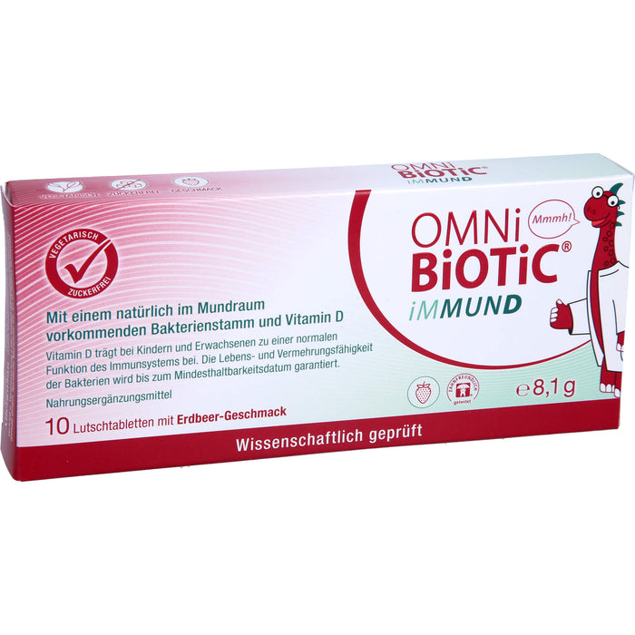 OMNi-BiOTiC iMMUND Lutschtabletten mit Erdbeer-Geschmack trägt zu einer normalen Funktion des Immunsystems bei, 10 pcs. Tablets