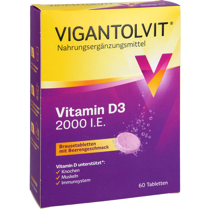 Vigantolvit 2000 I.E. Vitamin D3 Brausetabletten, 60 St BTA