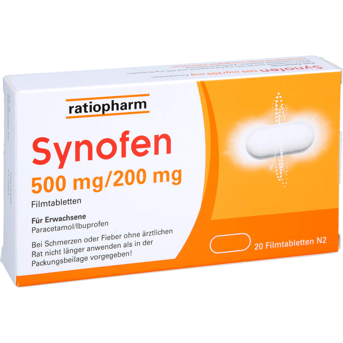 Synofen 500 mg Paracetamol / 200 mg Ibuprofen Filmtabletten, 20 St. Tabletten