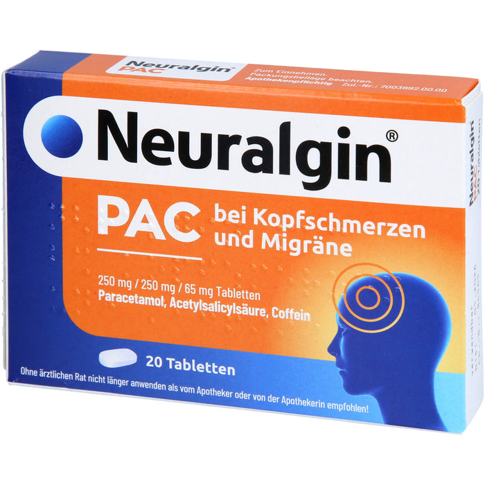 Neuralgin PAC bei Kopfschmerzen und Migräne, Tabletten, 20 St TAB