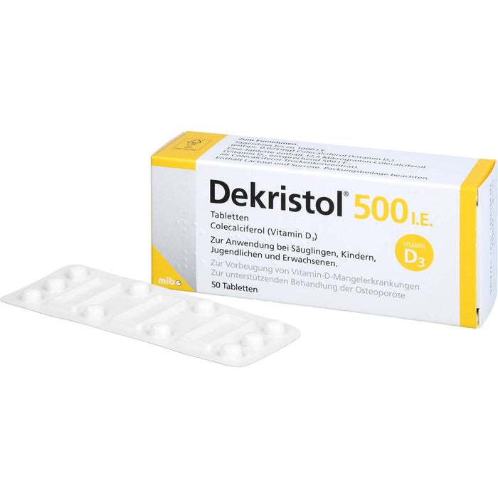 Dekristol 500 I.E. Tabletten bei Vitamin-D-Mangelerkrankungen und zur unterstützenden Behandlung der Osteoporose, 50 pcs. Tablets