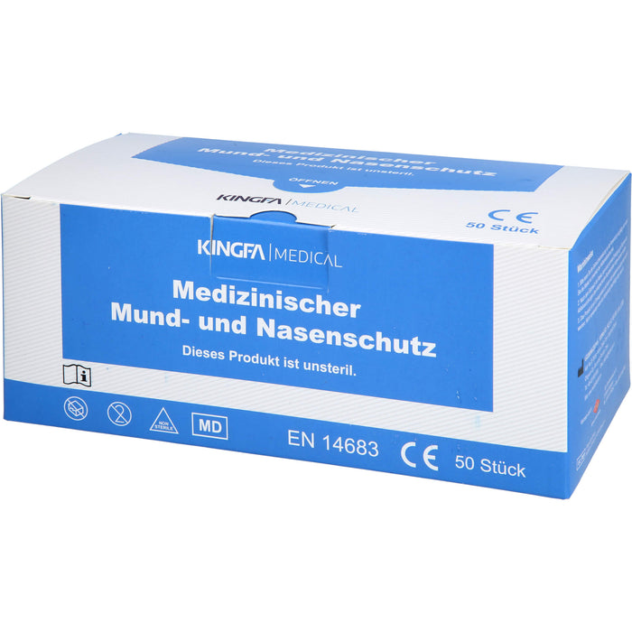 FRANK Mundschutz mit Gummiband und Nasenbügel blau, 50 pcs. Mouthguard