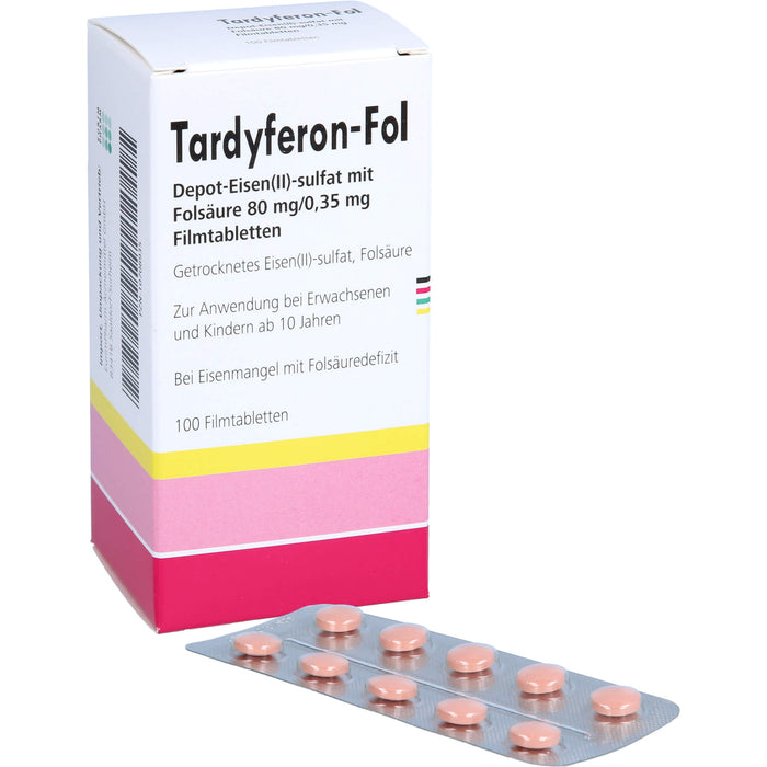 Tardyferon-Fol Depot-Eisen(II)-sulfat mit Folsäure 80 mg/0,35 mg Eurim Filmtabletten, 100 pcs. Tablets