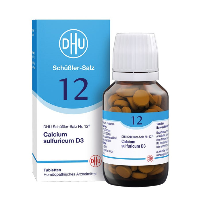 DHU Schüßler-Salz Nr. 12 Calcium sulfuricum D3 – Das Mineralsalz der Gelenke – das Original – umweltfreundlich im Arzneiglas, 200 pcs. Tablets