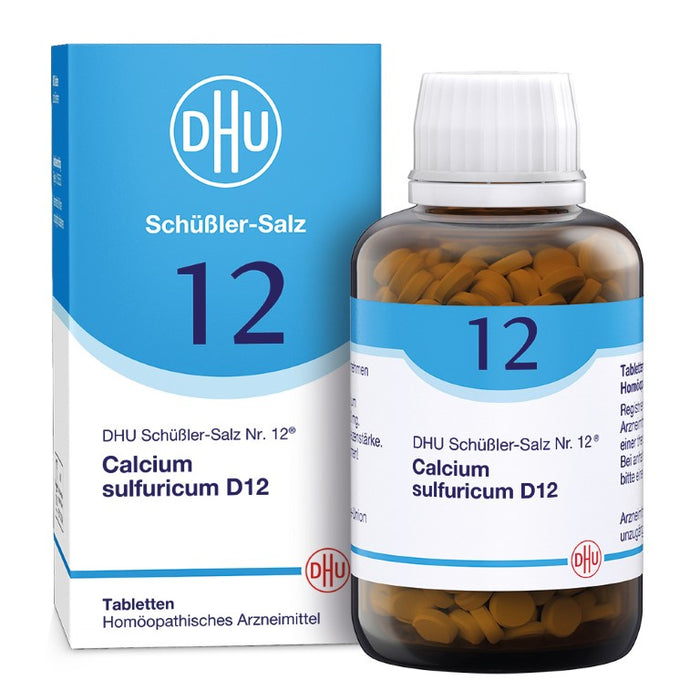 DHU Schüßler-Salz Nr. 12 Calcium sulfuricum D12 – Das Mineralsalz der Gelenke – das Original – umweltfreundlich im Arzneiglas, 900 St. Tabletten