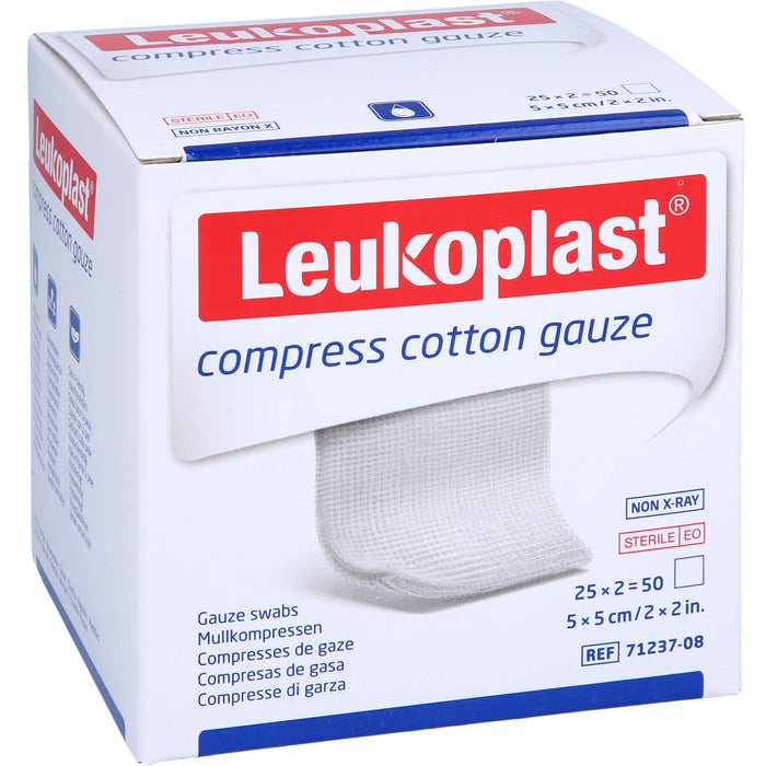 Leukoplast Compress Cotton Gauze STE 5X5 12f, 25X2 St KOM