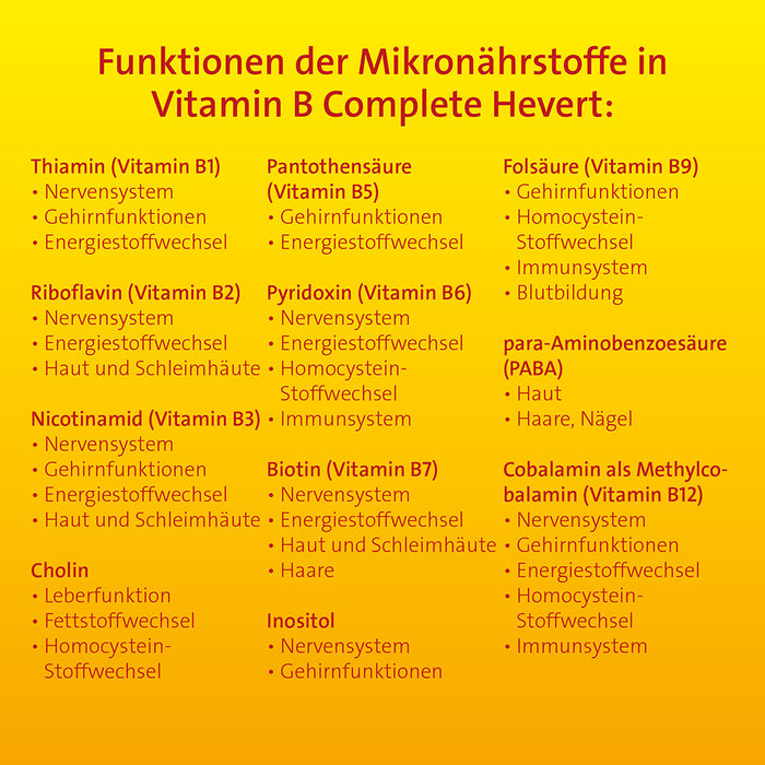 Vitamin B Complete Hevert zur langfristigen Basisversorgung mit allen acht B-Vitaminen, 60 St. Kapseln