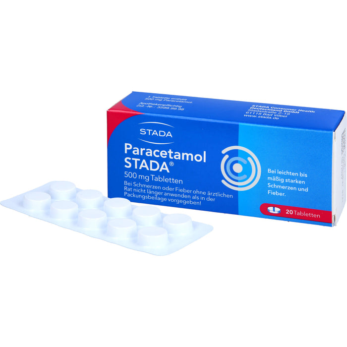 Paracetamol STADA 500 mg Tabletten bei Schmerzen und Fieber, 20 pc Tablettes