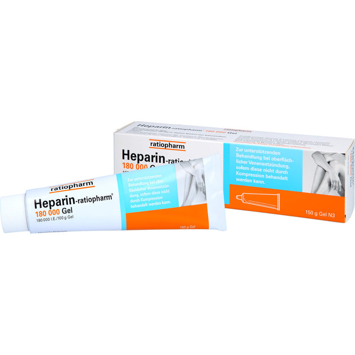 Heparin-ratiopharm 180 000 I.E.Gel bei oberflächlicher Venenentzündung, 150 g Gel