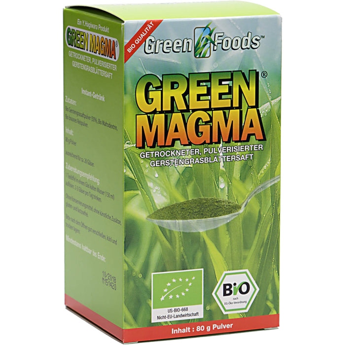 Green Foods Green Magma Gerstengrasextrakt-Pulver bio, 80 g Powder