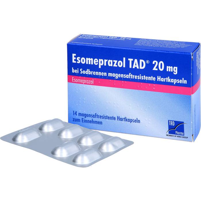 Esomeprazol TAD 20 mg bei Sodbrennen magensaftresistente Hartkapseln, 14 pc Capsules