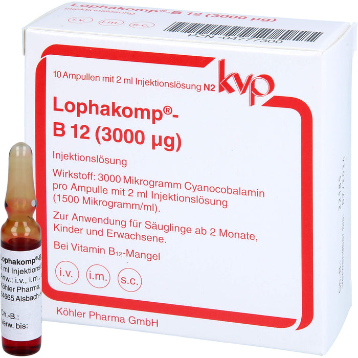 Lophakomp-B12 (3000 µg) Ampullen zur parenteralen B 12-Therapie in Depotform, 10 pcs. Ampoules