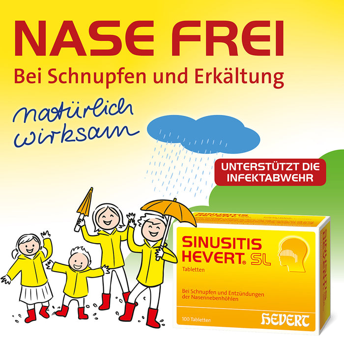 Sinusitis Hevert SL bei Schnupfen und Entzündungen der Nasennebenhöhlen, 100 St. Tabletten