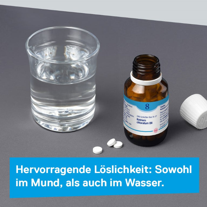 DHU Schüßler-Salz Nr. 8 Natrium chloratum D3 – Das Mineralsalz des Flüssigkeitshaushalts – das Original – umweltfreundlich im Arzneiglas, 200 St. Tabletten