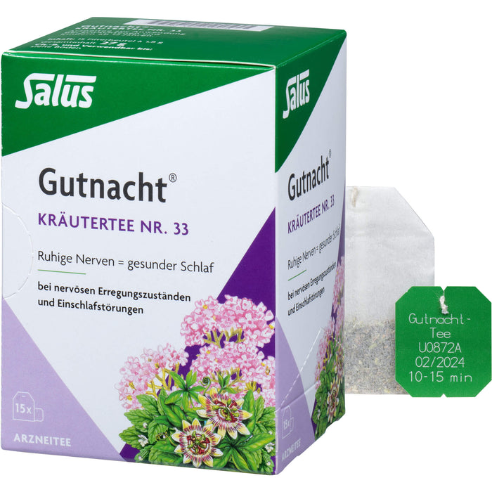 Salus Gutnacht-Kräutertee Nr. 33 ruhige Nerven = gesunder Schlaf, 15 pcs. Filter bag