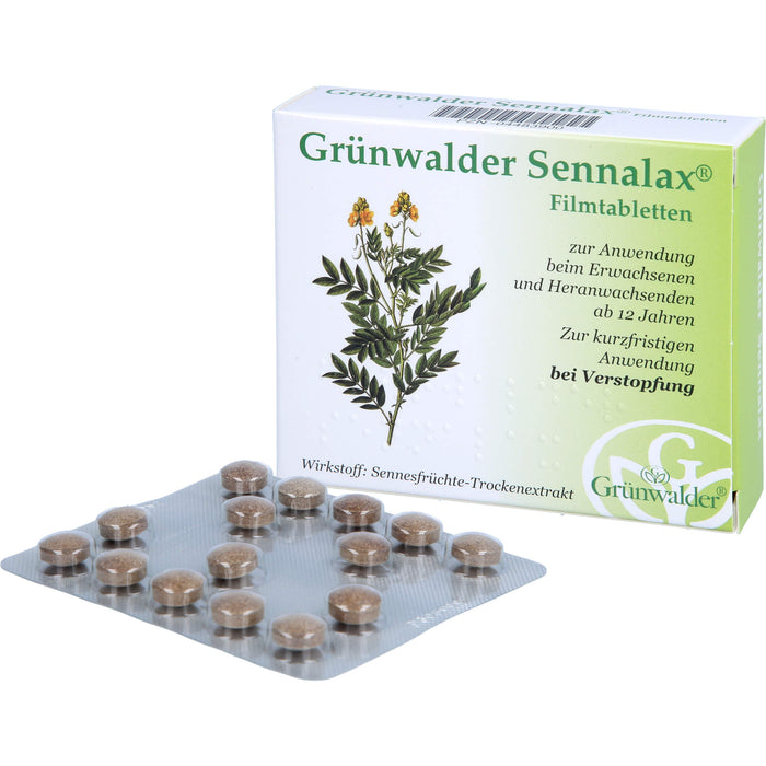 Grünwalder Sennalax Filmtabletten bei Verstopfung, 30 pc Tablettes