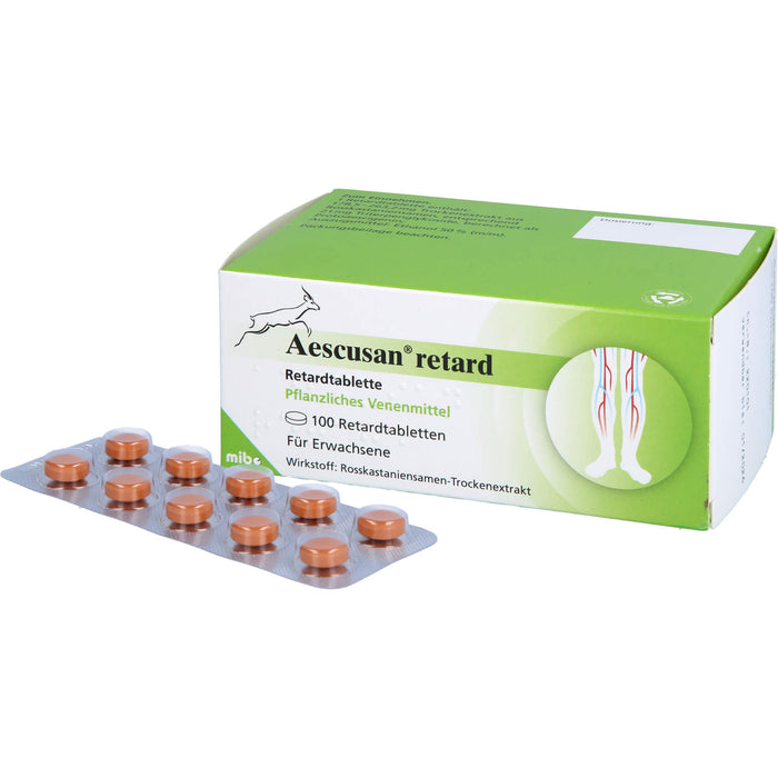 Aescusan Retardtabletten pflanzliches Venenmittel, 100 pc Tablettes