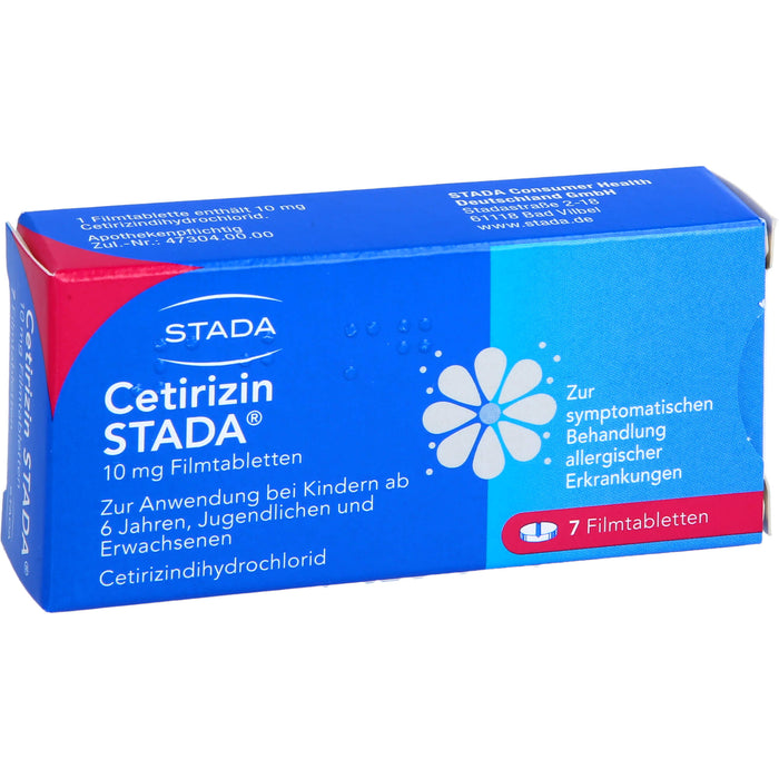 Cetirizin STADA 10 mg Filmtabletten zur symptomatischen Behandlung allergischer Erkrankungen, 7 pcs. Tablets