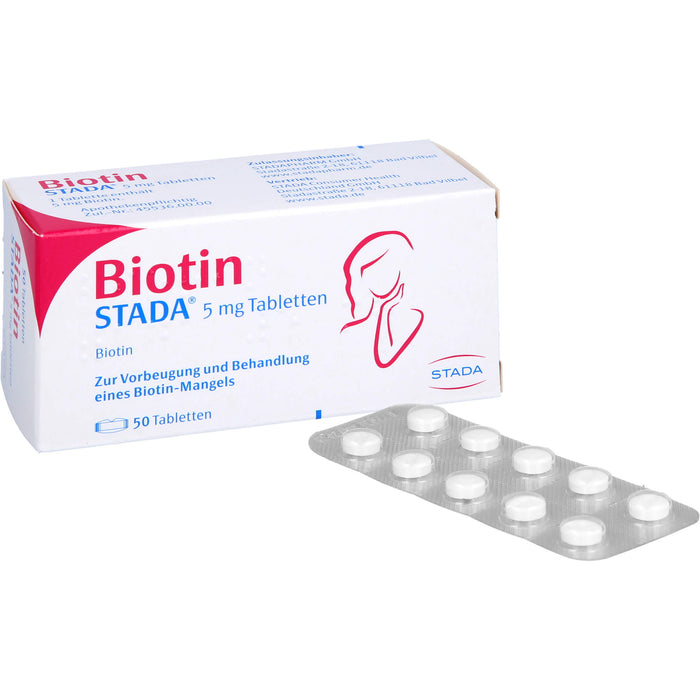 STADA Biotin Tabletten zur Vorbeugung und Behandlung eines Biotin-Mangels, 50 pcs. Tablets