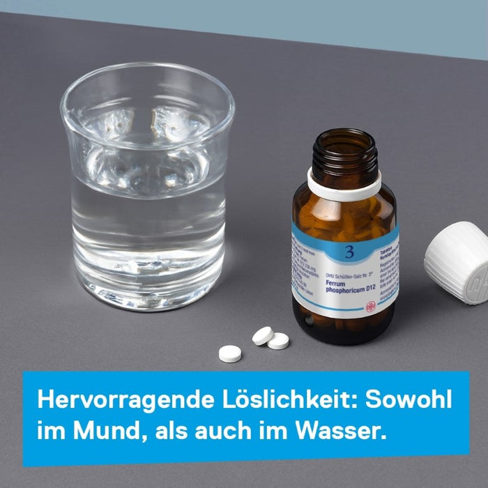 DHU Schüßler-Salz Nr. 3 Ferrum phosphoricum D6 – Das Minalsalz des Immunsystems – das Original – umweltfreundlich im Arzneiglas, 200 pc Tablettes