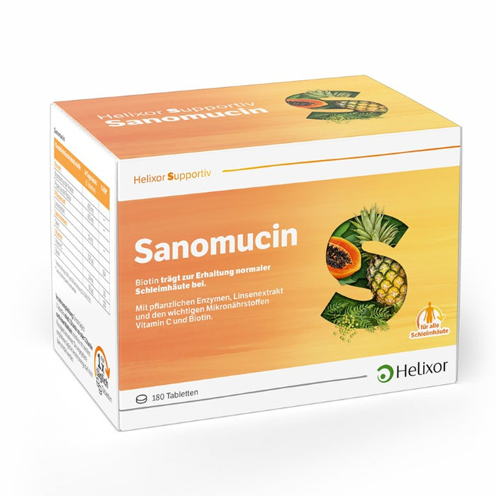 Helixor supportiv Sanomucin - mit pflanzlichen Enzymen, Linsenextrakt und den wichtigen Mikronährstoffen Vitamin C und Biotin, 180 pcs. Tablets