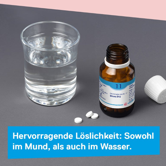 DHU Schüßler-Salz Nr. 11 Silicea D6 – Das Mineralsalz der Haare, der Haut und des Bindegewebes – das Original – umweltfreundlich im Arzneiglas, 200 St. Tabletten