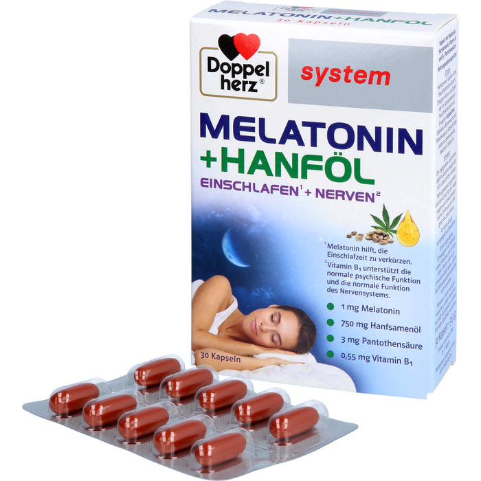 Doppelherz Melatonin + Hanföl system, 30 St KAP