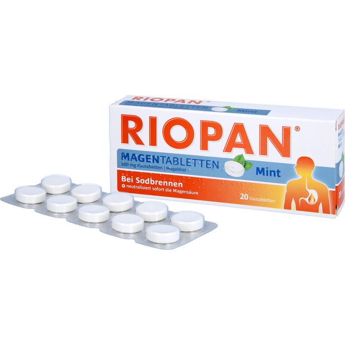 RIOPAN Magentabletten Kautabletten Mint bei Sodbrennen, 20 St. Tabletten