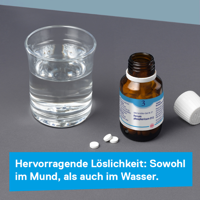 DHU Schüßler-Salz Nr. 3 Ferrum phosphoricum D6 – Das Mineralsalz des Immunsystems – das Original – umweltfreundlich im Arzneiglas, 80 pc Tablettes