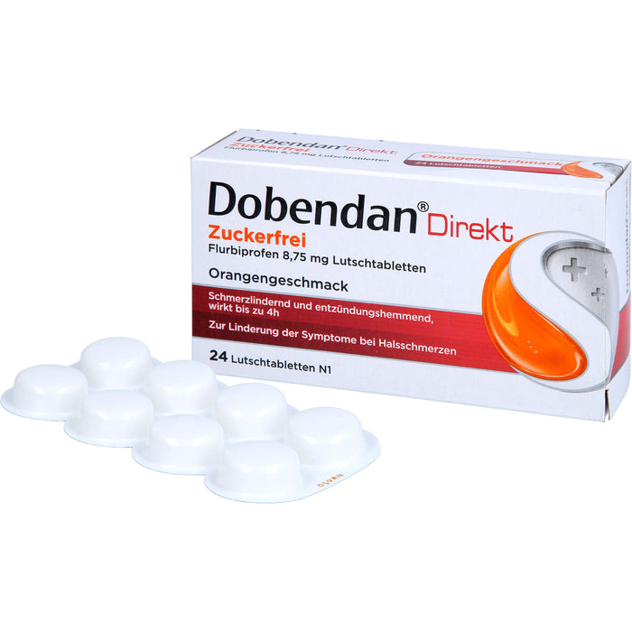 DOBENDAN Direkt Zuckerfrei Lutschtabletten bei starken Halsschmerzen & Schluckbeschwerden, 24 St. Tabletten