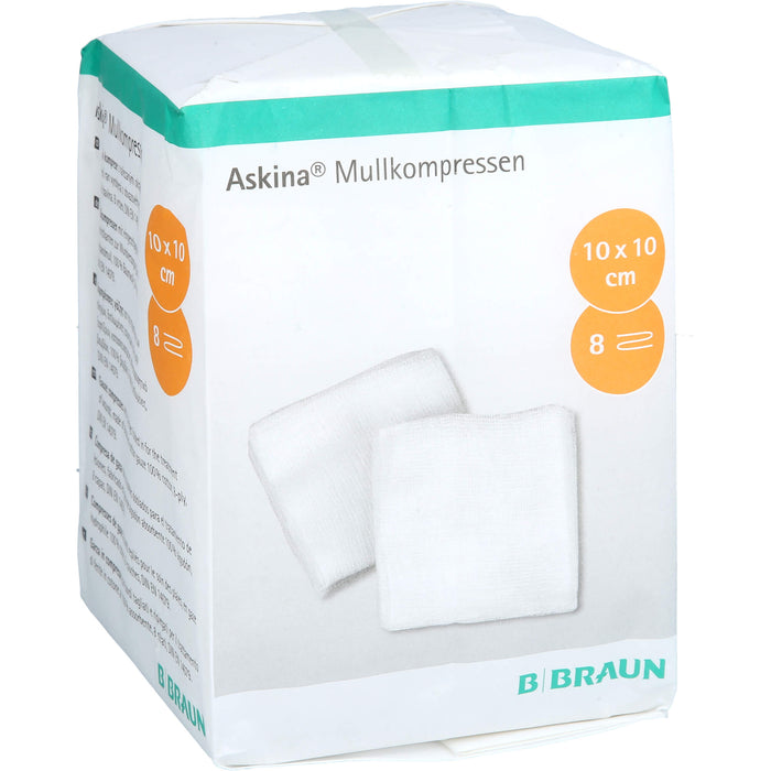 ASKINA MULLKOMPRESSEN 10X10CM UNSTERIL 8 FACH, 100 pc Compresses