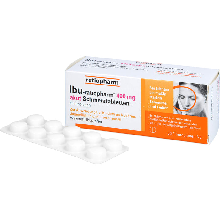 IBU-ratiopharm akut 400 mg Schmerztabletten, 50 pc Tablettes