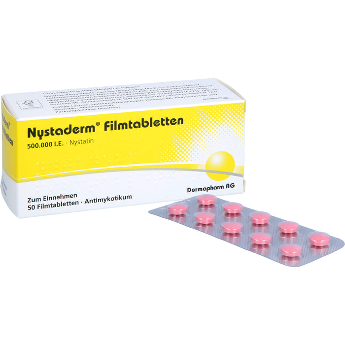 Dermapharm Nystaderm Filmtabletten bei nystatinempfindlicher Hefepilzinfektionen, 50 pcs. Tablets